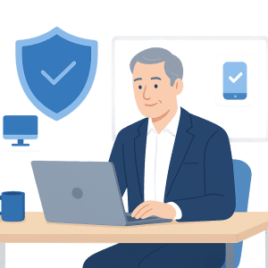 a man using endpoint protection systems