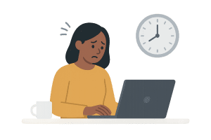 a woman concerned over IT support delays