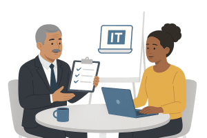 business leaders evaluating IT contract