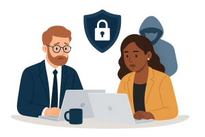lawyers discussing cybersecurity risks