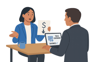people discussing IT expense review