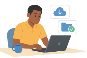 a business owner verifying his cloud backups