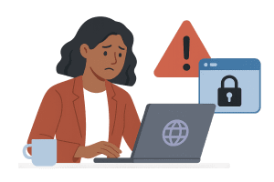 image of woman dealing with domain hyjacking
