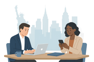 Business people reducing IT Costs in New York City