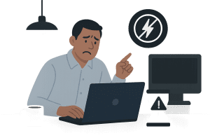 a man planning for a power outage and grid instability worrying about it resilience