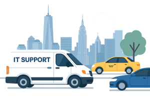 an IT support company driving to a customer in New York City